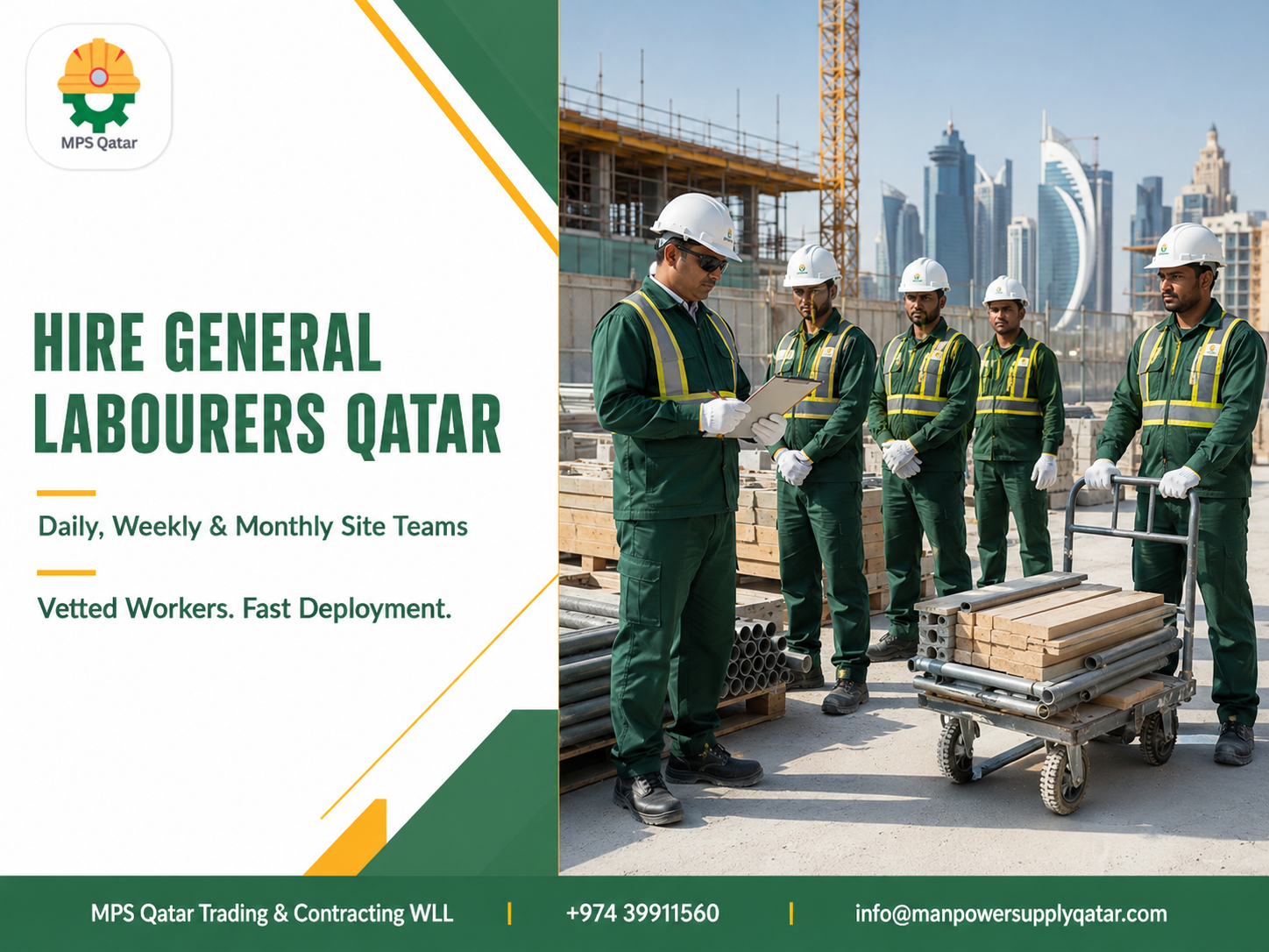 Hire General Labourers Qatar with MPS Qatar for reliable construction site teams